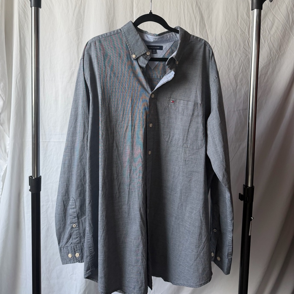 Tommy Hilfiger Men's Gray Blue Button-Down Shirt